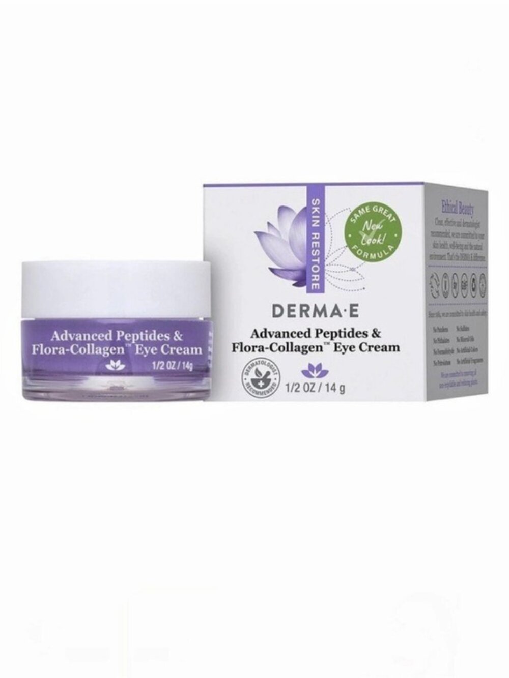 Derma-E Advanced Peptides & Flora-Collagen Eye Cream Eye Cream 1/2 oz NWT